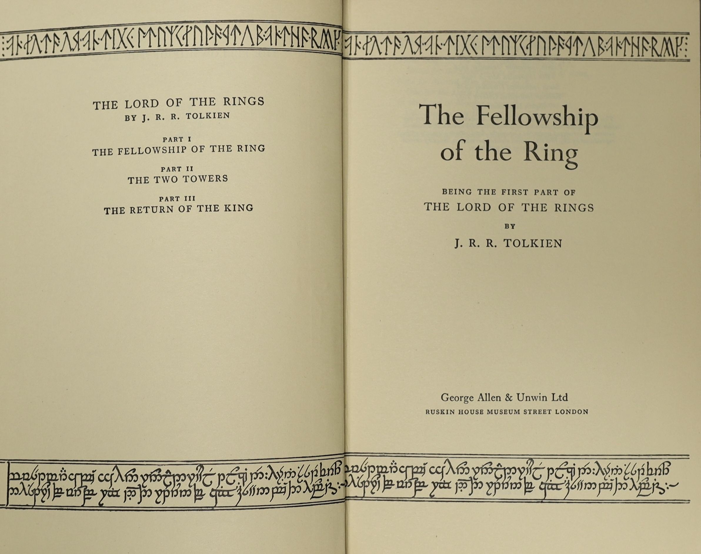 J.R.R. Tolkien, Lord of the Rings, three volumes